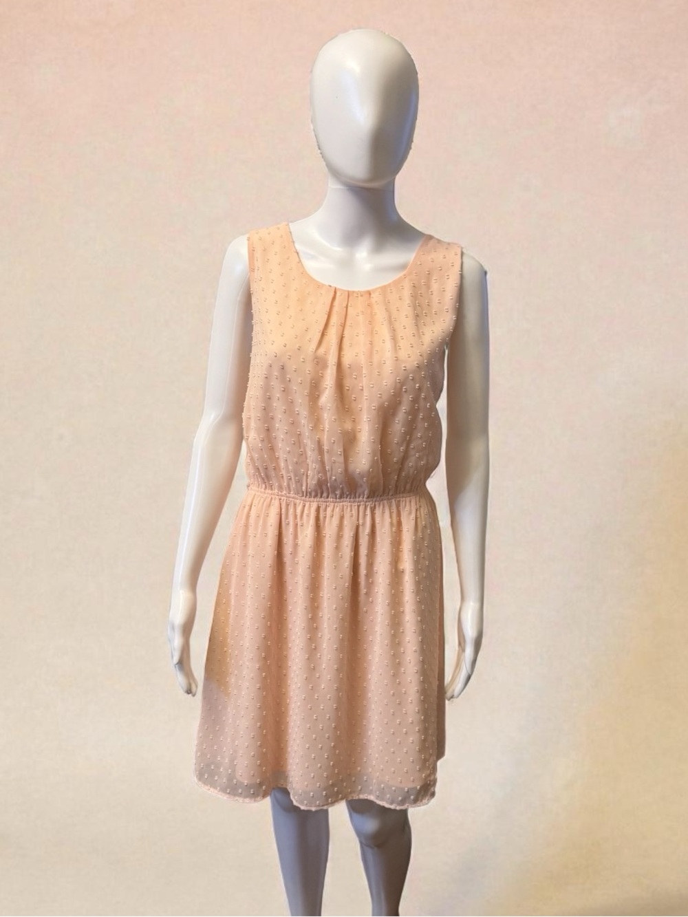 Elle Peach Dot Sleeveless Mini Dress